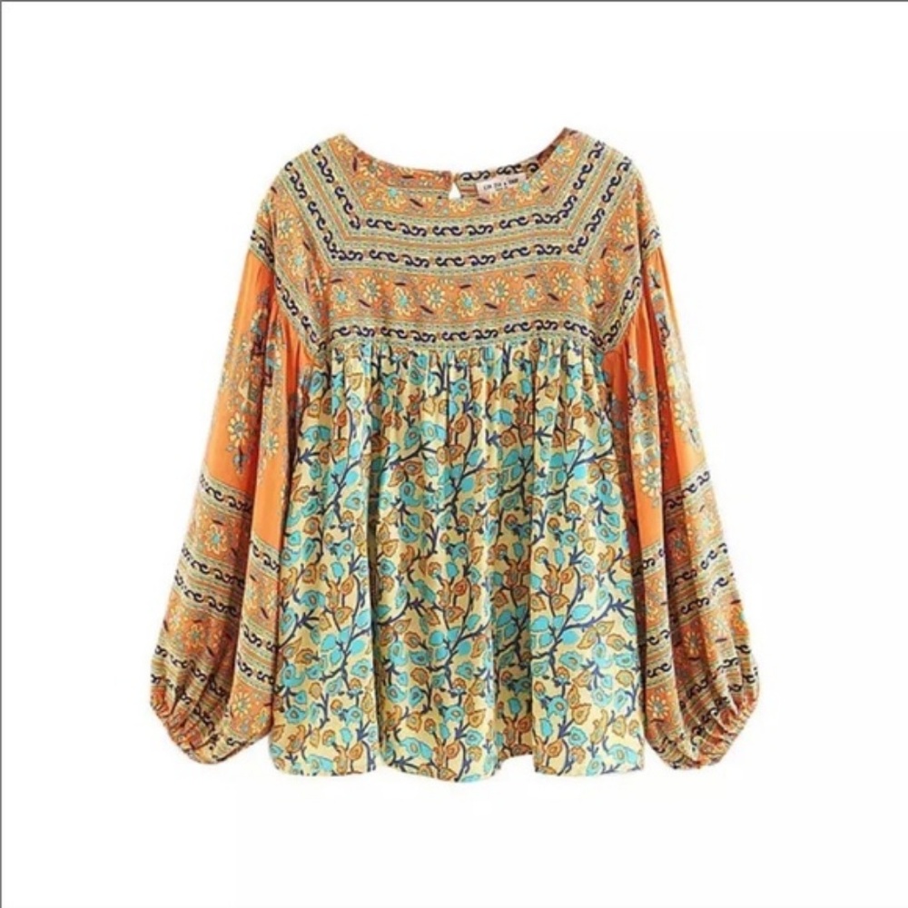 5⭐️ FAV BESTSELLER NEW BOHO DELIRIUM YELLOW PEASANT BLOUSE TOP SHIRT - Picture 3 of 7